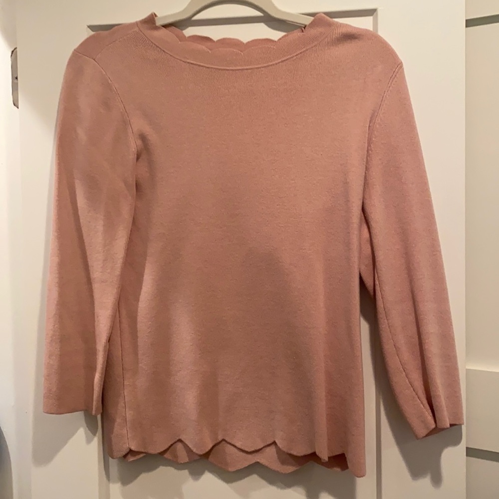 Halogen scallop edge blush pink sweater - Small